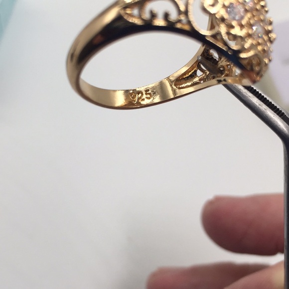 18K GOLD PLATED OVER 925(sterling silver)sapphires - Picture 5 of 6